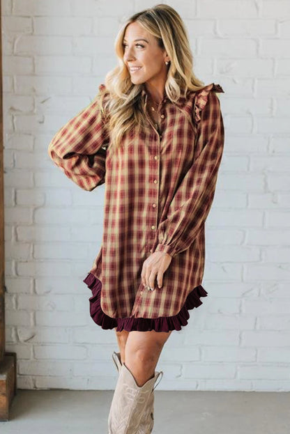 Ruffle Plaid Dress