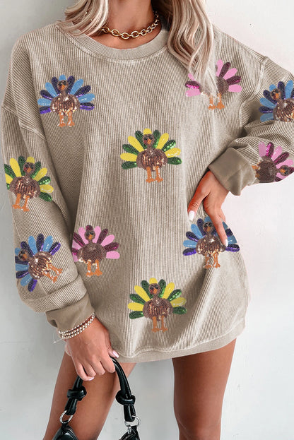 Beige Sequin Turkey Top