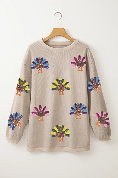 Beige Sequin Turkey Top