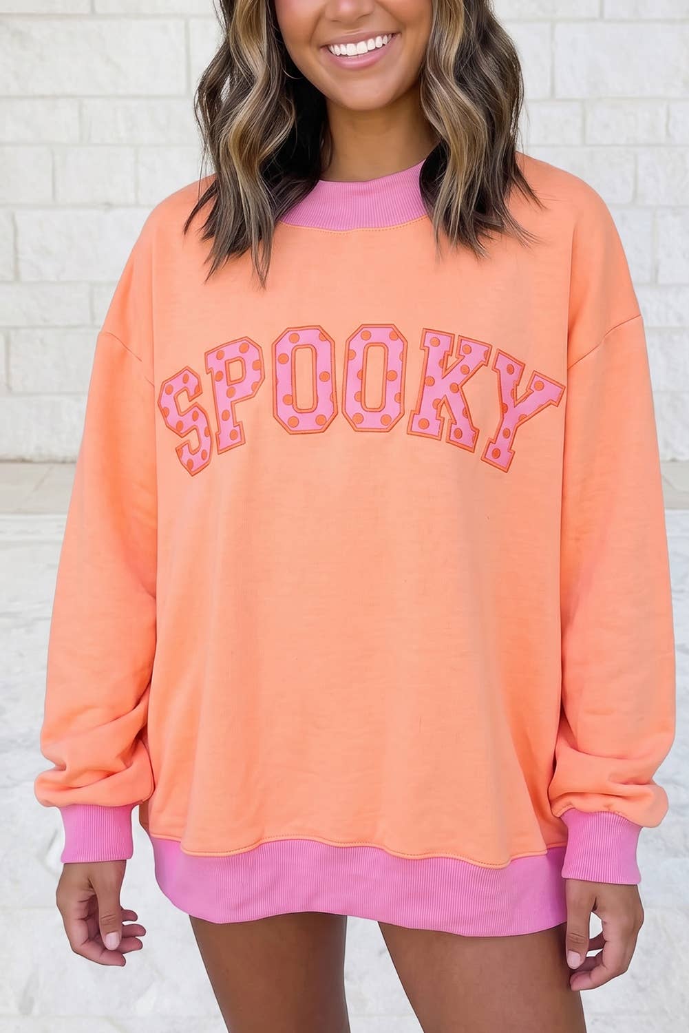 Polka Dots MERRY Graphic Mock Neck Sweatshirt S–4X