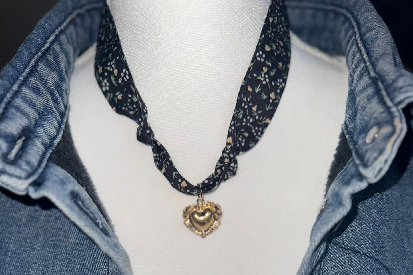 Gold Heart Scarf Necklace