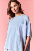 Blue Striped Oversized Top