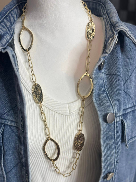 Long Oval Gold Necklace