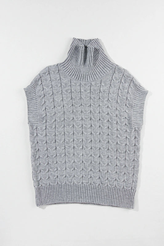 Grey Knit Turtleneck Sleeveless Sweater Size XL