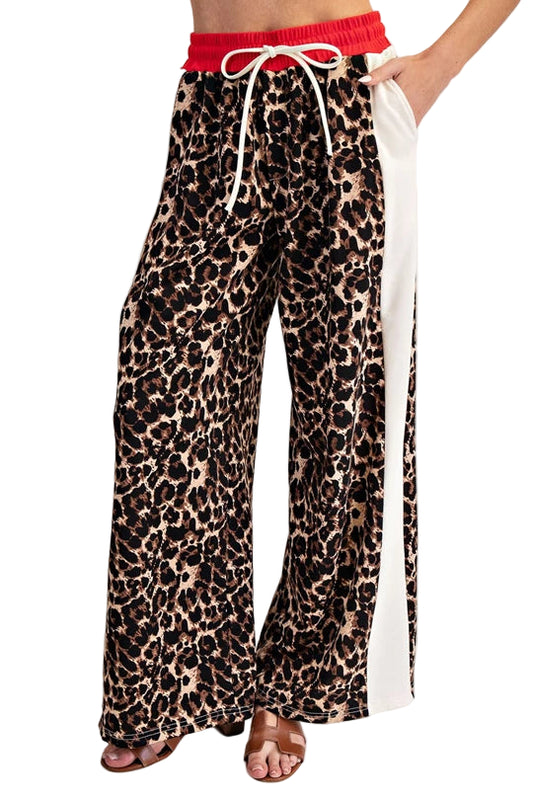 Leopard Pants with Red Trim